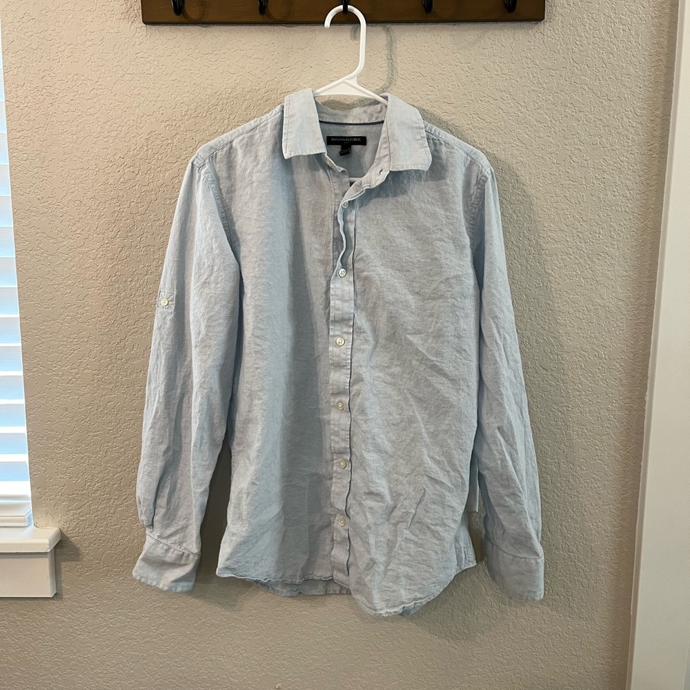 Linen Light Blue Button Down Shirt